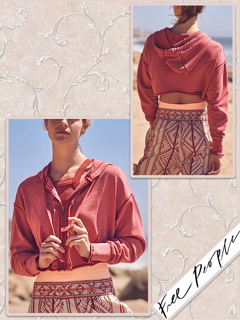 Free People Movement Body Language Cropped Sweatshirt Hoodie in Savannah Rose